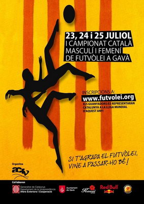 Cartel del primer Campeonato cataln de Futvoley que se celebra del 23 al 25 de julio en la playa de Gav Mar